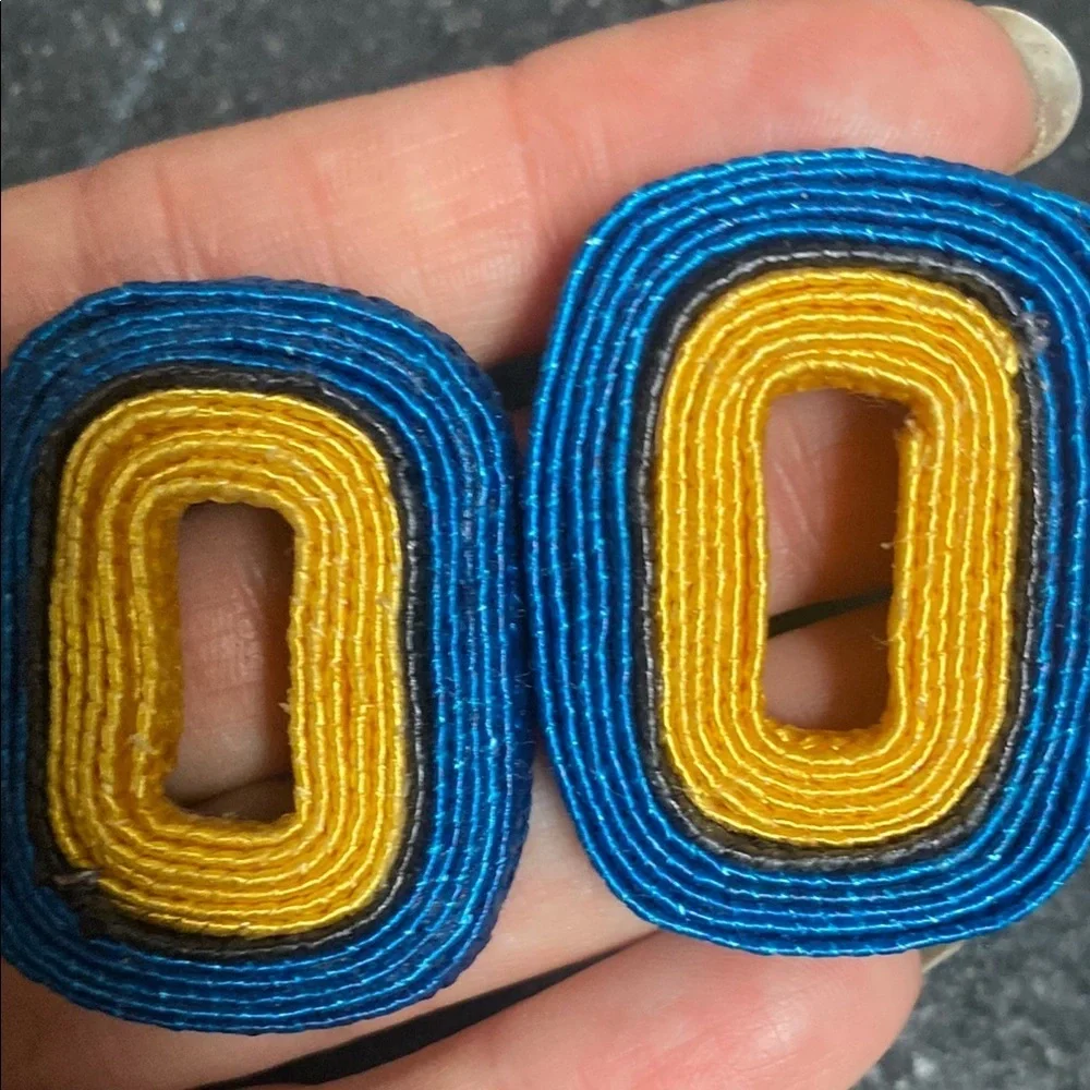 90s Blue and Yellow Statement Earrings